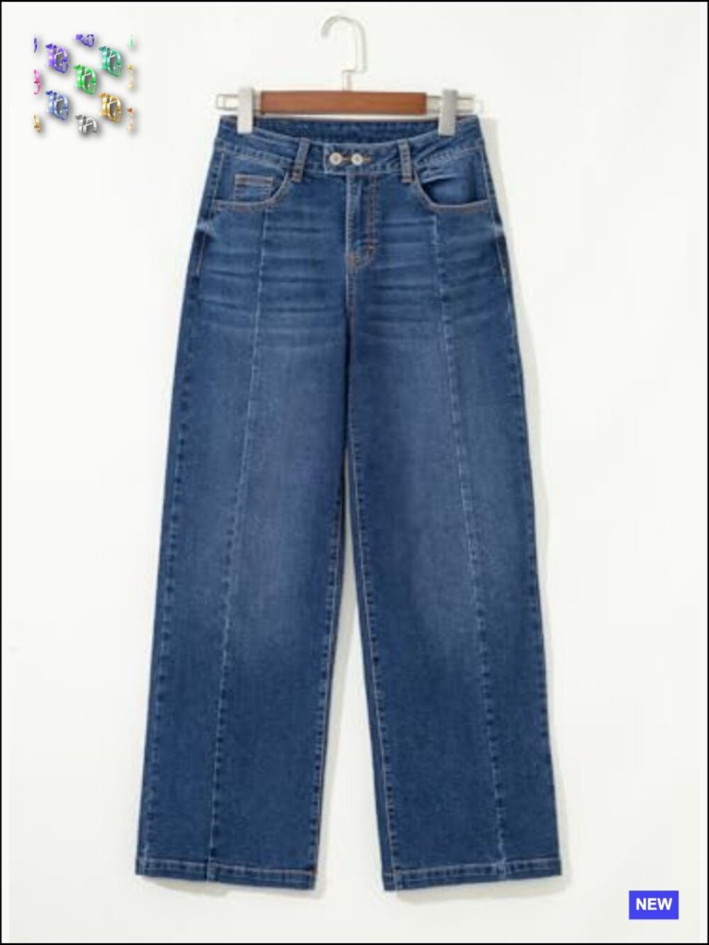 Wide Leg Jeans High Waisted Stretchy Baggy Front Seam Denim Pants Y2K Chic - Picture 6 of 7